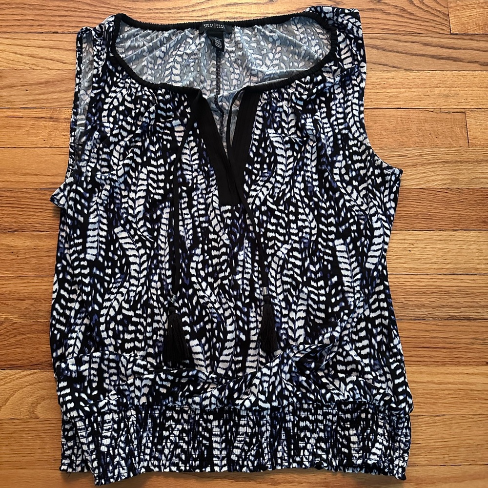 WHBM blue, black, and white tank.